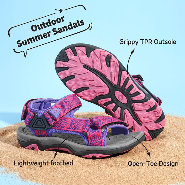 Boys and Girls Strap Sports Sandals - FUCHSIA PURPLE - 4